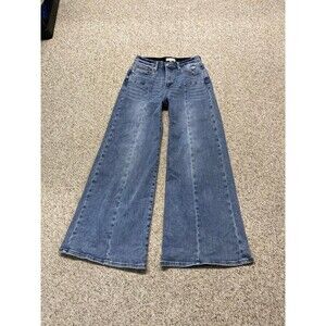 SAIGE High-Rise Wide Leg Flare Front Seam Tummy Control Jeans Size 7/28